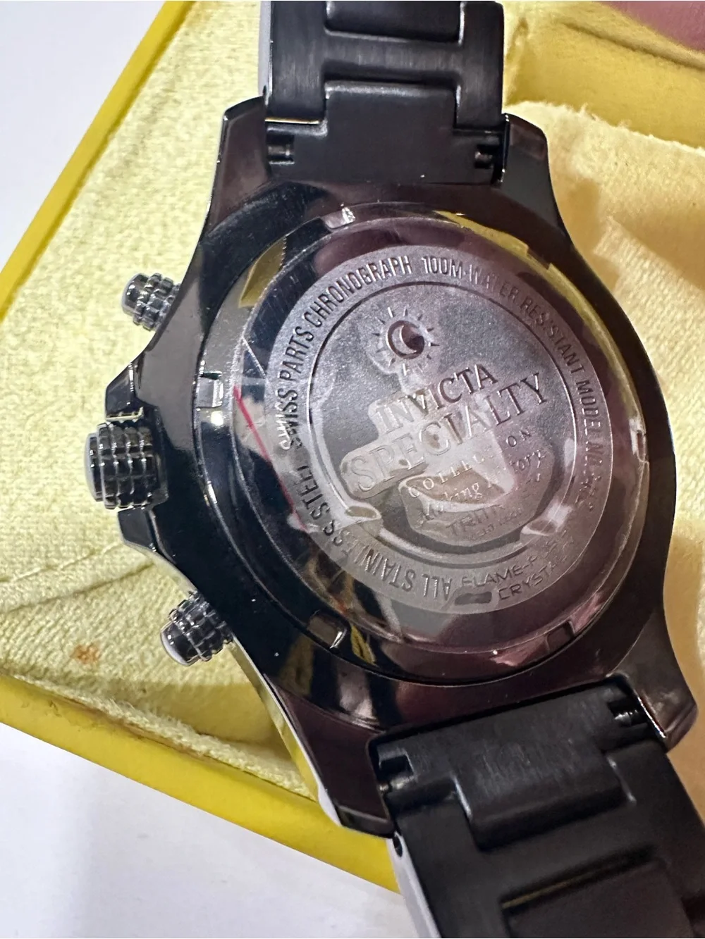 Invicta 6412 Specialty Chronograph Dive Watch Men 46mm Black Dial Black Tone